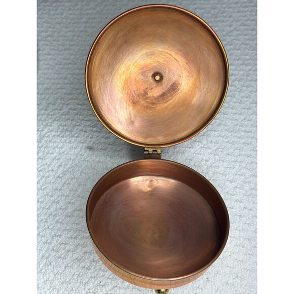 Copper Silent Butler Crumb Catcher Hinge Lid Feet Fireplace Decor Bed Warmer - Picture 2 of 11